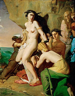 Andromeda Chained to the Rock by the Neireids Print by Theodore Chasseriau