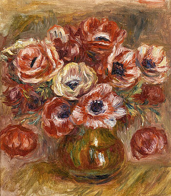 Anemones in a Vase Print by Pierre-Auguste Renoir