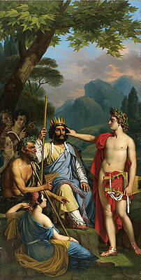 Apollo punishes Midas for his false judgement by condemning him to sport an ass's ears Print by Joseph Paelinck