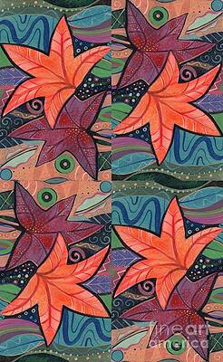 Wall Art - Digital Art - Autumn Rain and Fallen Leaves by Helena Tiainen