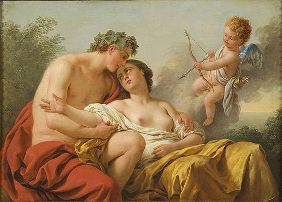Bacchus And Ariadne Print by Louis-Jean-Francois Lagrenee