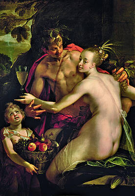 Bacchus Ceres and Cupid Print by Hans von Aachen