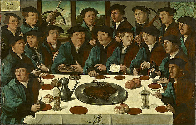 Banquet of Members of Amsterdam's Crossbow Civic Guard Print by Cornelis Anthonisz