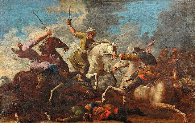Battle Print by Attributed to Francesco Maria Raineri