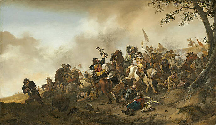 Battle Scene Print by Philips Wouwerman