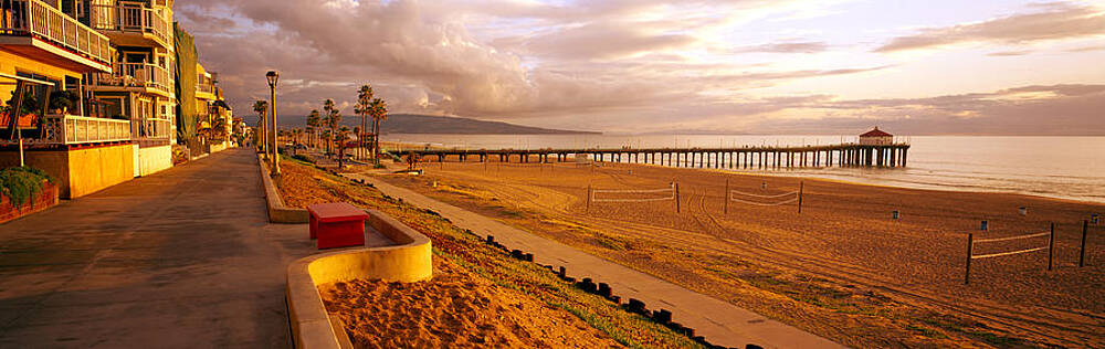 Wall Art - Photograph - Beach At Dusk, Manhattan Beach, Los by Panoramic Images