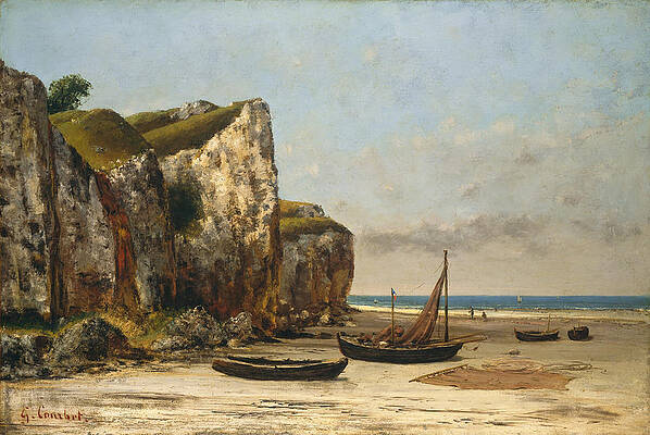 Beach in Normandy Print by Gustave Courbet