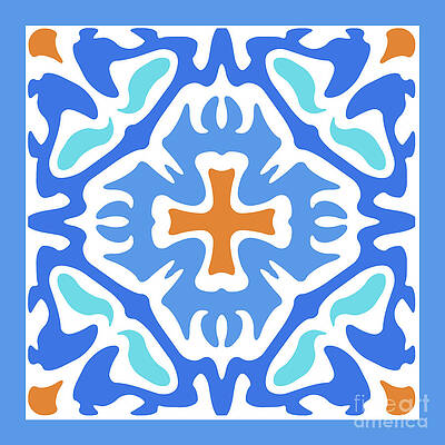 Beachy Blue Abstract with Orange Accent by Melissa A Benson Beachy Blue Abstract with Orange Accent by Melissa A Benson