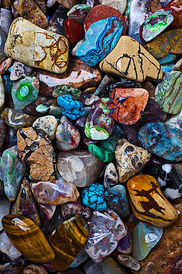 River Stones With White Heart by Garry Gay