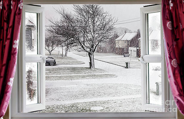 Wall Art - Photograph - Beautiful winter scene through an open window by Simon Bratt