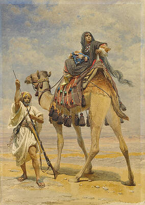 Bedouin Woman on a Camel Print by Carl Haag
