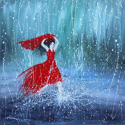 Girl In Rain Paintings Fine Art America
