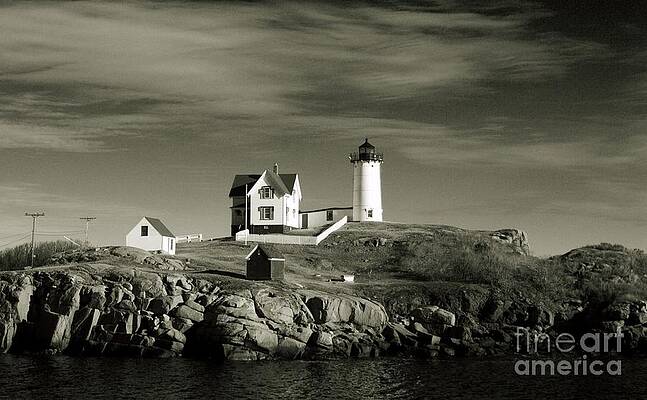 Wall Art - Photograph - Black and White Lighthouse by Eunice Miller