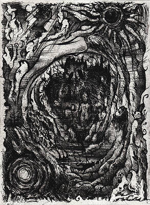 Wall Art - Drawing - Black Sun Moon by William Russell Nowicki