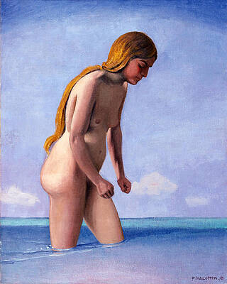 Blonde Bather walking in the Water Print by Felix Vallotton