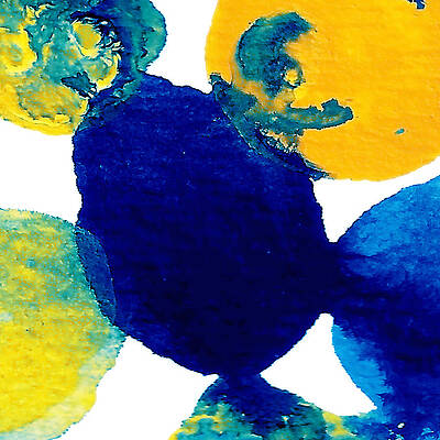 Wall Art - Painting - Blue and Yellow Sea Interactions B by Amy Vangsgard