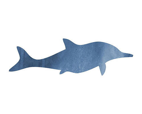 Blue Watercolor Dolphin by Andrea Miller