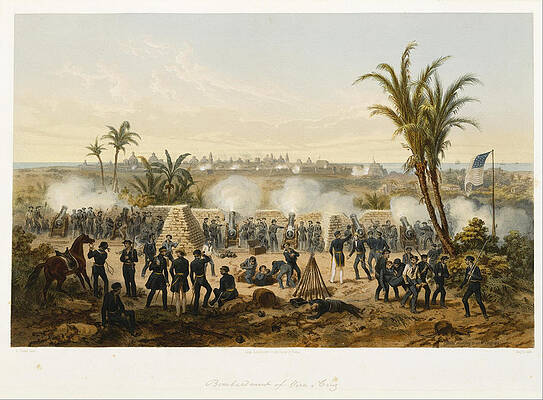 Wall Art - Drawing - Bombardment of Vera-Cruz by Adolphe Jean-Baptiste Bayot