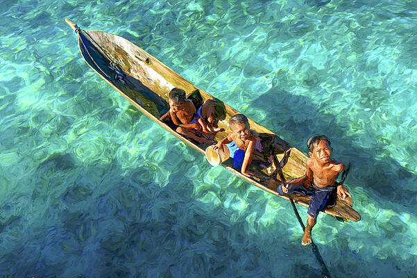 Borneo Sea Gypsy Kids On A Canoe. by Muslianshah Masrie