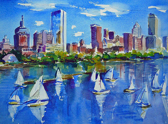 Wall Art - Painting - Boston Skyline by Diane Bell