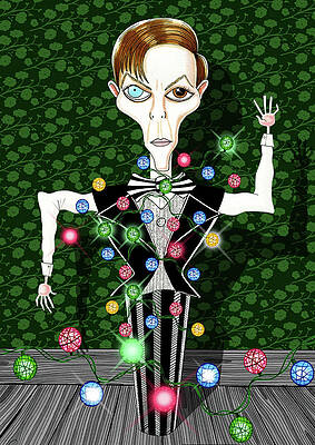 Wall Art - Drawing - Bowie Christmas Tree  by Andrew Hitchen