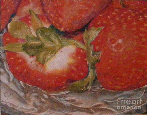 Wall Art - Drawing - Bowl Of Strawberries by Crispin  Delgado