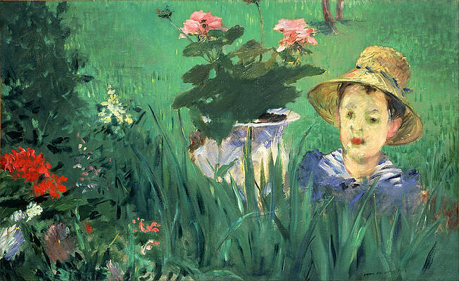 Boy in Flowers. Jacques Hoschede Print by Edouard Manet
