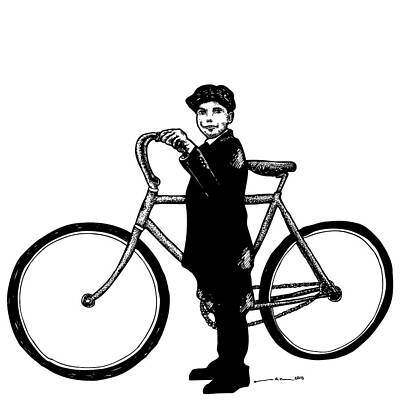Wall Art - Drawing - Boy with Bike by Karl Addison