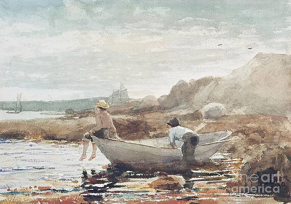 Wall Art - Painting - Boys on the Beach by Winslow Homer