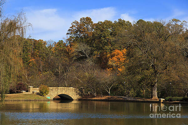Wall Art - Photograph - Bridge at Lake in the Fall by Jill Lang
