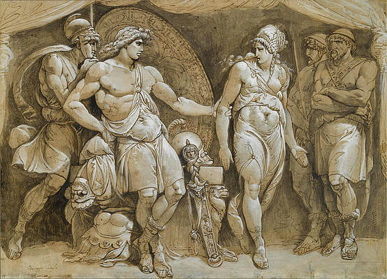 Briseis Leaving Achilles' Tent Print by Giuseppe Cades