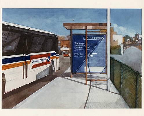 Wall Art - Painting - Bus Shelter by Nigel Wynter