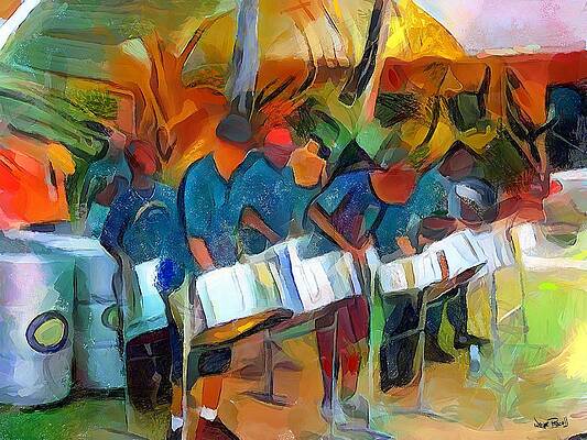 CARIBBEAN SCENES - Steel Band Practice by Wayne Pascall CARIBBEAN SCENES - Steel Band Practice by Wayne Pascall