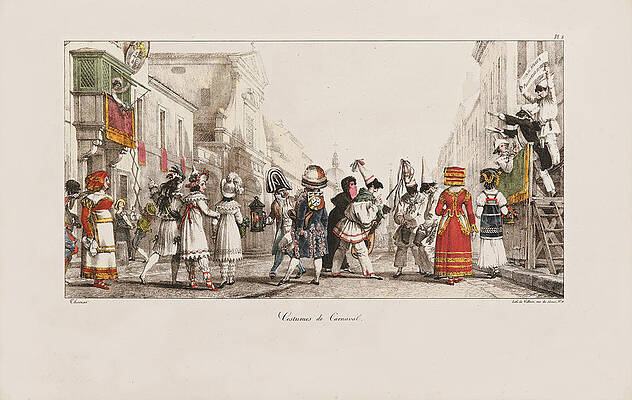 Carnival Costumes Print by Antoine Jean-Baptiste Thomas