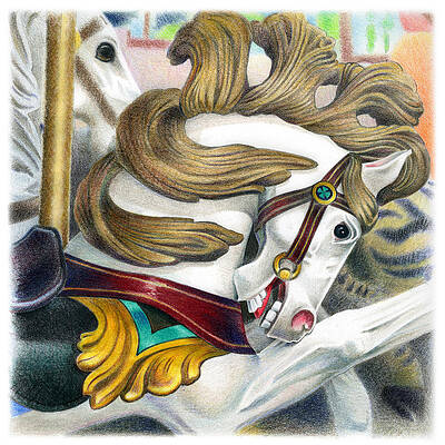 Wall Art - Drawing - Carousel One by Todd Baxter