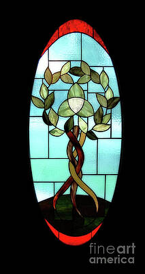 Wall Art - Glass Art - Celtic Three Root Tree by Laura Brightwood