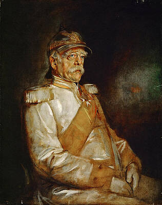 Chancellor Otto von Bismarck in uniform with Prussian helmet Print by Franz von Lenbach