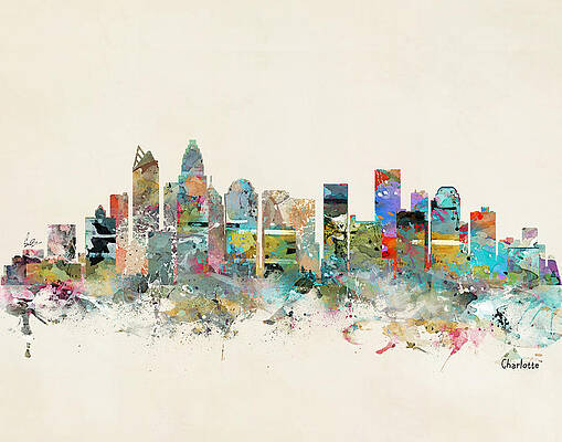 Charlotte Skyline Paintings Fine Art America