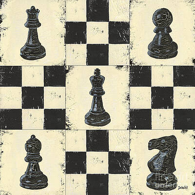 Vintage Print After the Famous Painting chess Game 