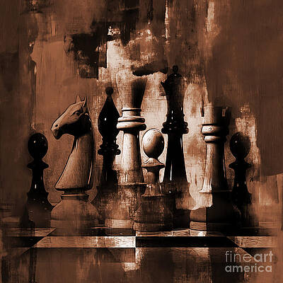 Abstract Chess Splatter Effect Digital Chess Queen Art Print 