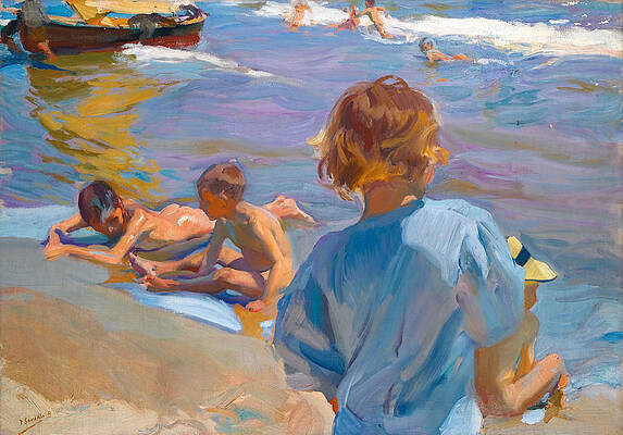 Children on the Beach. Valencia Print by Joaquin Sorolla y Bastida
