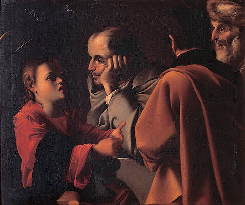 Christ among the doctors Print by Pensionante del Saraceni