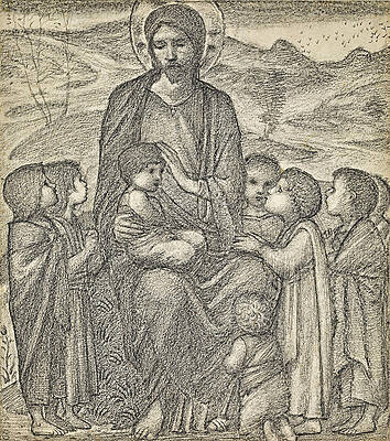 Christ blessing Children Print by Edward Burne-Jones