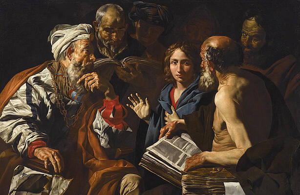 Christ Disputing With The Doctors Print by Matthias Stom