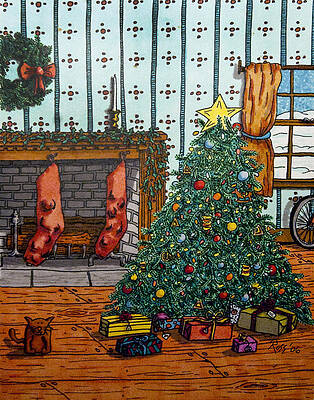 Wall Art - Drawing - Christmas Memories by Ross Powell
