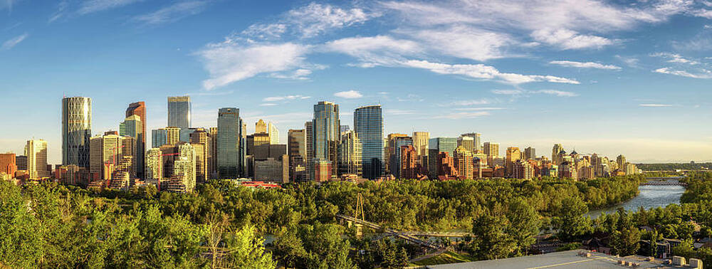 Wall Art - Photograph - City skyline of Calgary with Bow River, Canada by Miroslav Liska
