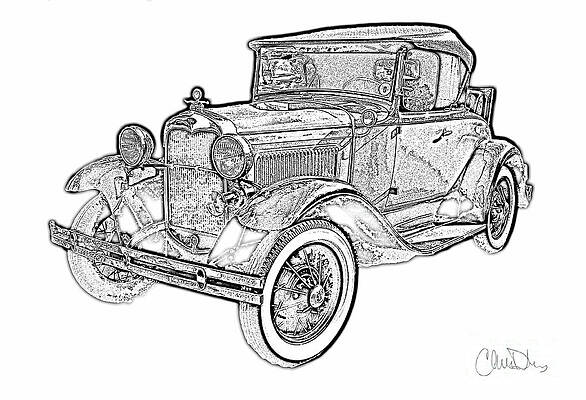 25 Ilustration 1929 model a outline sketch drawing art for Pencil Drawing Ideas