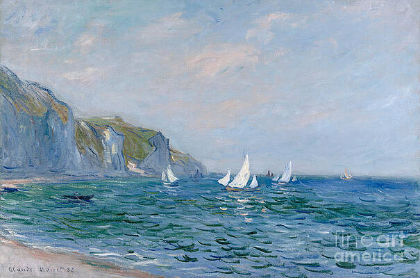 Wall Art - Painting - Cliffs and Sailboats at Pourville  by Claude Monet