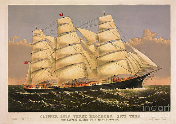  Photograph - Clipper Ship Three Brothers by Dale Powell