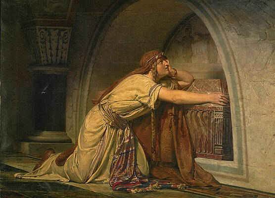Clotilde at the Tomb of her Grandchildren Print by Lawrence Alma-Tadema